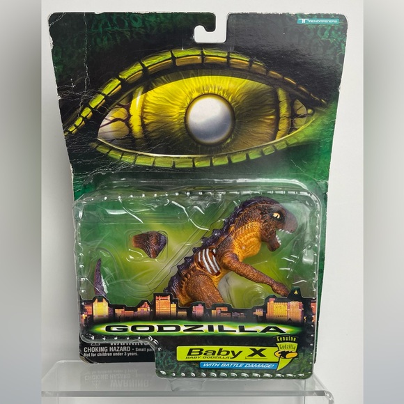 GODZILLA The Movie 1998 Trendmasters -BABY XBABY GODZILLA With Battle Damage